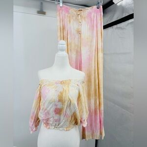 Kiwi+Punch Casual Crop Top & Wide Leg Pants, Size L